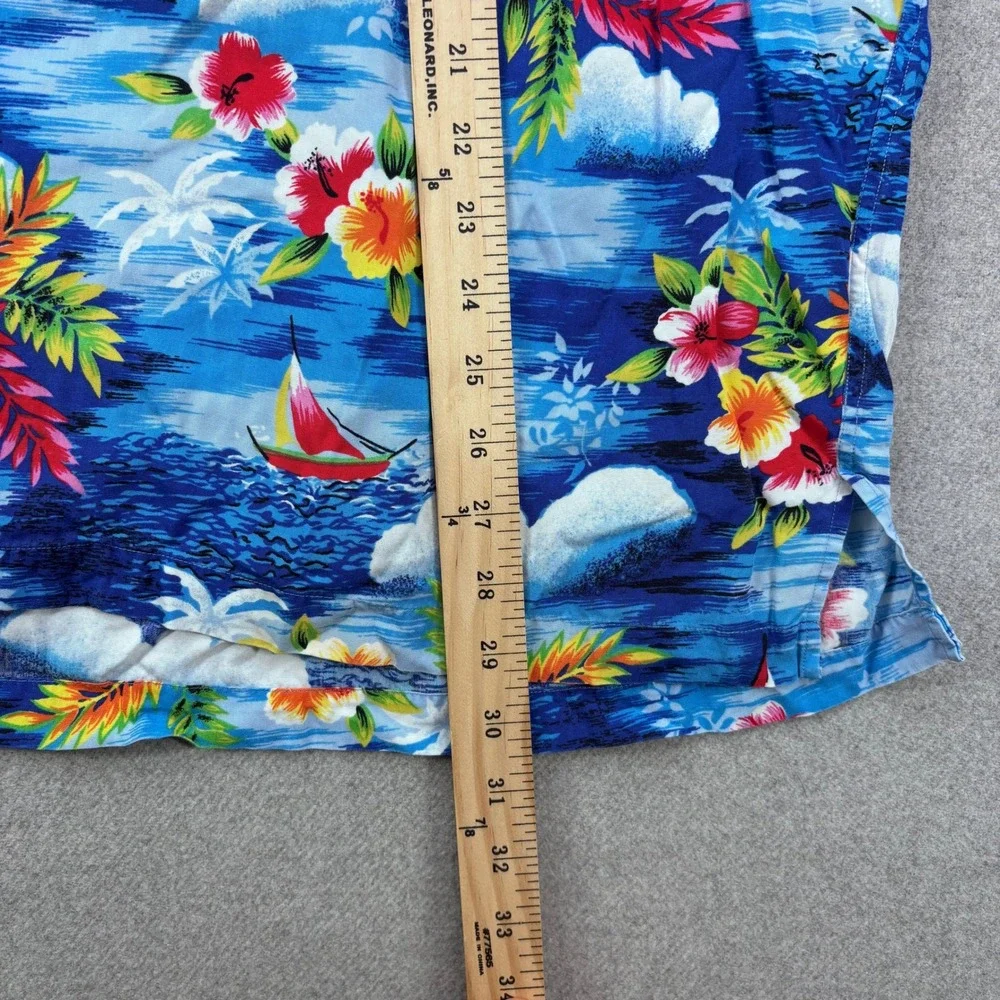 VTG 90s Polo Ralph Lauren Hawaiian Shirt Mens XL Blue 100% Rayon Floral Caldwell